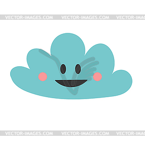 Cute print with happy smiling cloud. Simple  - vector clip art