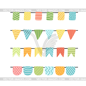 Cute pennants icon set. Beautiful flags in style - vector image