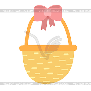 Wicker basket icon, empty wicker basket in flat - vector clip art