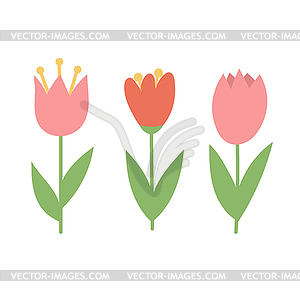 Simple cartoon icons - tulip blooms. 8 March - vector clipart