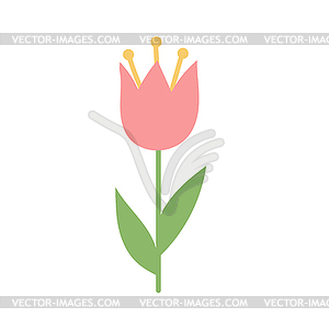 Simple cartoon icon - tulip blooms. 8 March - vector image