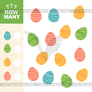 How many easter eggs. Educational game for children - vector clipart / vector image