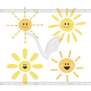 Cute funny Sun characters. sun - vector image