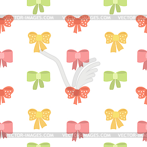 Seamless pattern with cartoon bows in bright colors - vector image