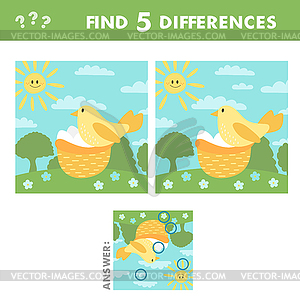 Find differences game for children. Activity page - vector clipart