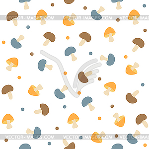 Seamless pattern of various mushrooms - vector clipart