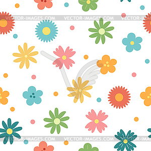 Simple spring flowers - seamless pattern - vector image