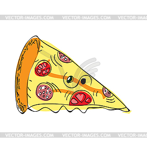 Pizza slice - sketch icon on background - vector clip art