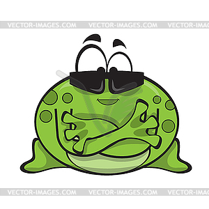 Cartoon frog character wearing sunglasses with - vector image