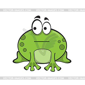 Cute green frog with indifferent emotion. frog look - vector image