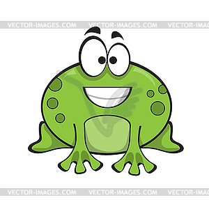 Cute green frog, cartoon character - vector image