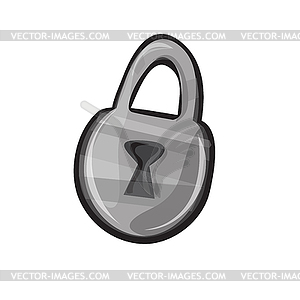 Game icon of padlock in cartoon style. Bright desig - vector image