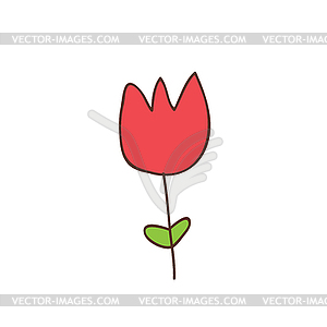 Simple cartoon icon - tulip blooms. 8 March - vector clipart
