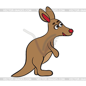 Cartoon style cute kangaroo - vector clipart