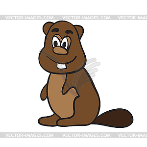 Cute cartoon beaver. Brown beaver character. clip - vector image