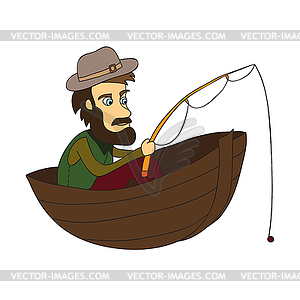 Fisherman in boat. simple cartoon picture - vector image