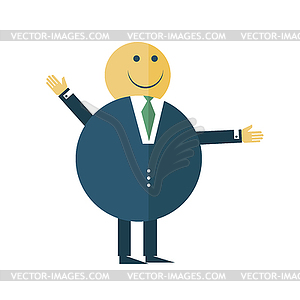 Cartoon character fat businessman. Flat icon design - vector image