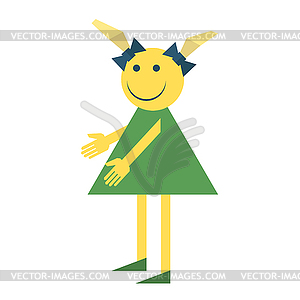 Simple girl in summer dress, cartoon flat - vector EPS clipart