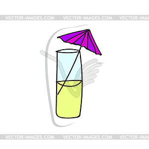 Summer cocktail. Juice in glass with an umbrella . - vector clipart