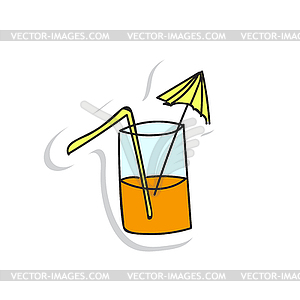 Summer cocktail. Juice in glass with an umbrella . - vector image