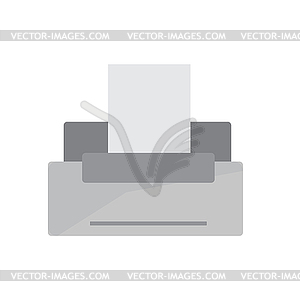 Grey printer icon design in white. Flat style, - vector image