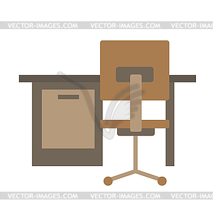 Office table and chair. Simple flat icon - vector clipart / vector image