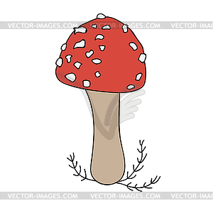 Cartoon fly agaric mushroom icon - vector clipart