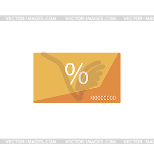 Orange shopping gift card, discount card, voucher - vector clipart