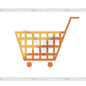 Orange shopping cart sign. Simple icon in flat style - vector clipart