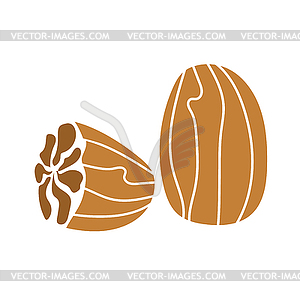 Мускатный орех, графический элемент для дизайна упаковки орехов - векторизованное изображение