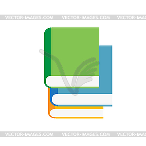 Stack of multi colored books. Simple cartoon icon - vector clipart / vector image