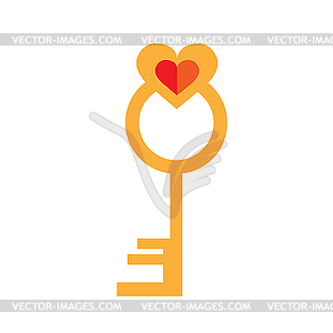 Heart-shaped golden key . Flat - vector image