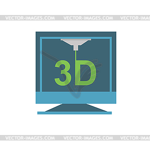 3D Printer in cartoon flat style  - vector clipart