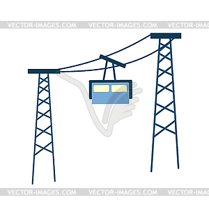 Ski cable lift icon for ski and winter sports. - vector clip art