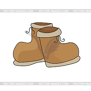 Pair of brown boots - cartoon - vector clipart