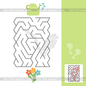 Puzzle game for kids. Go through maze, watering - vector clip art