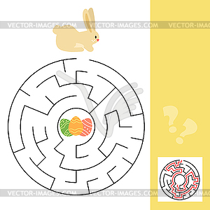 Help little bunny find path to Easter egg. - vector clipart