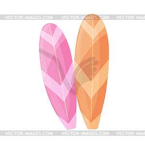 Two colorful surfboards icon. Cartoon icon for - vector image