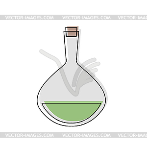Flask. Laboratory utensils are filled with green - vector image