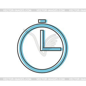 Clock icon in flat line style on background. Clock - vector clipart