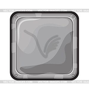 Metal badge, silver icon. Metal square button - gam - vector image