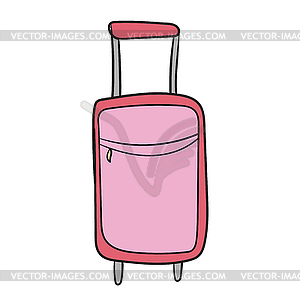 Suitcase for traveling on wheels. In cartoon style - vector clip art