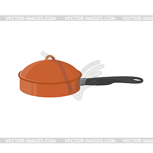 Detailed saucepan with lid symbol, cartoon style . - vector image