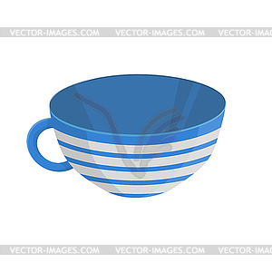 Flat blue striped cup of tea  - vector image
