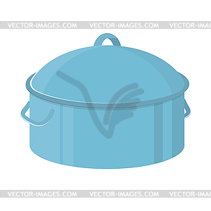 Blue kitchen pot, icon , . Kitchenware - vector image