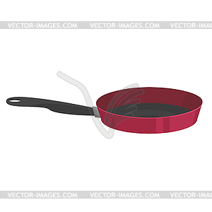 Red detailed pan symbol in cartoon style . - vector image