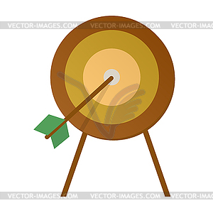 Target on wooden tripod with arrow in cente. Goal - vector clipart