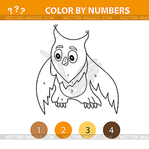 Color by number worksheet for kids learning - vector image