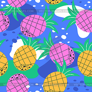 Seamless pineapple pattern. Cute pineapple - royalty-free vector clipart