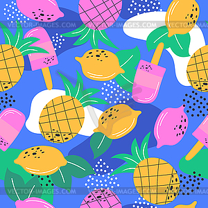 Multicoloured summer fruits seamless pattern for - vector clipart / vector image